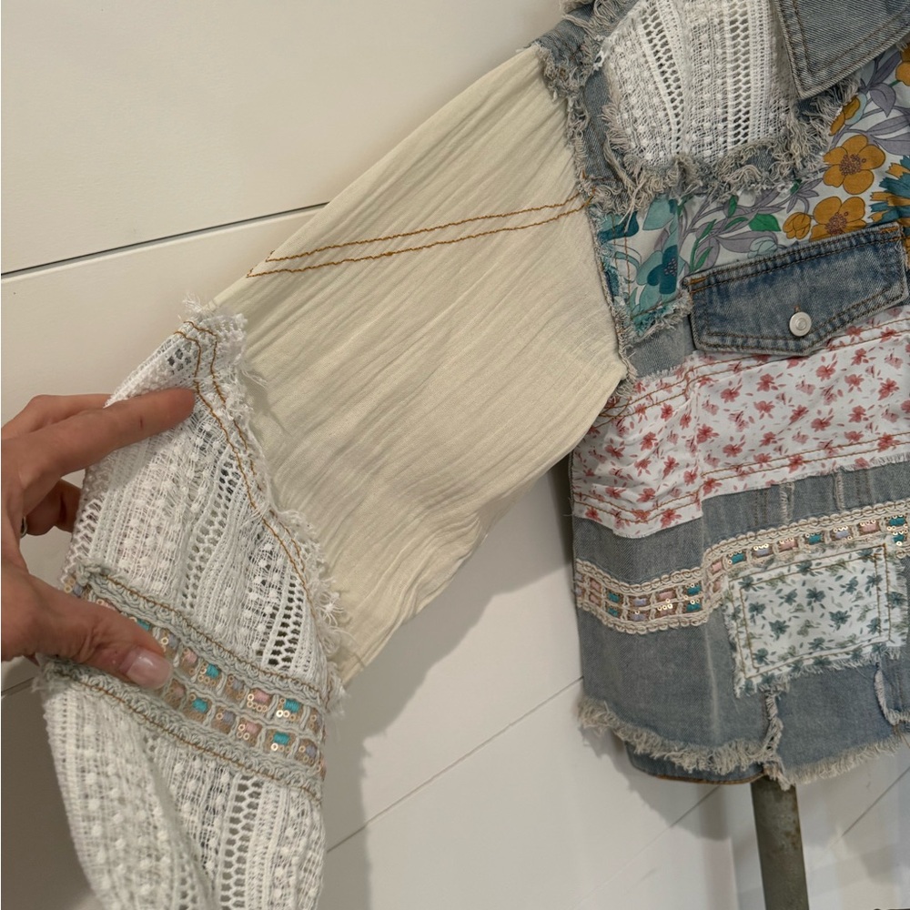 POL patchwork Lace blue Jean jacket. NWT - Picture 6 of 15
